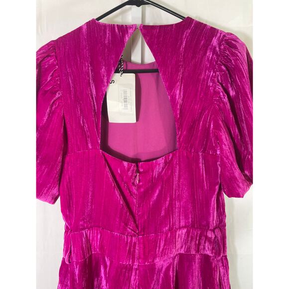 NWT Adelyn Rae Velvet Jumpsuit - Women Size S - Hot Pink - Holiday Party Outfit - Picture 5 of 7